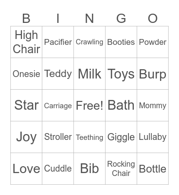 Jinal & Karan's Baby Bingo Card