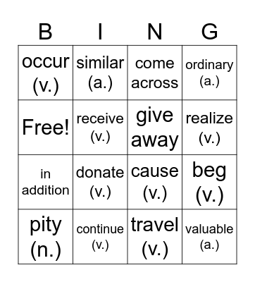B1U2 Bingo Card