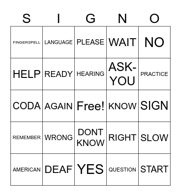 SURVIVAL SIGNS Bingo Card