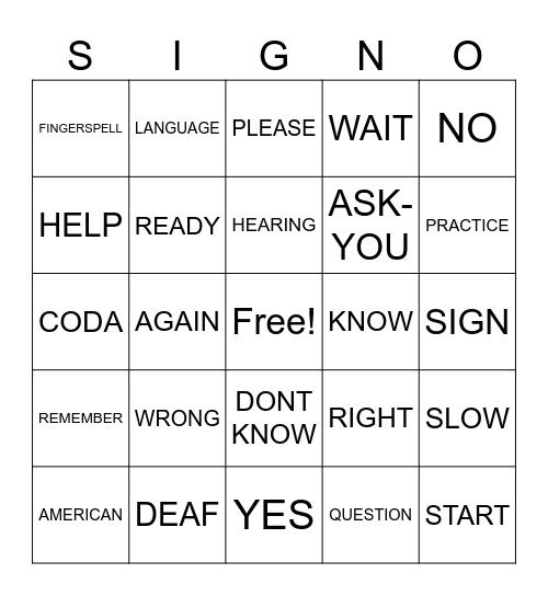 SURVIVAL SIGNS Bingo Card