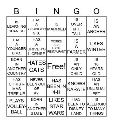 GUARDIANS BINGO Card
