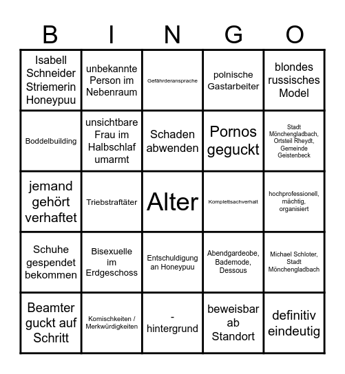 Schloter Bingo Card