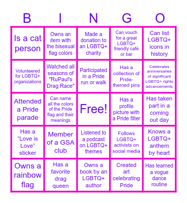 GSA Bingo Card