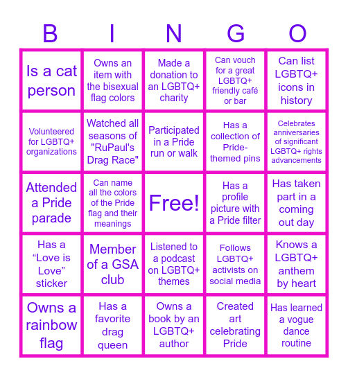 GSA Bingo Card