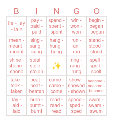 Irr. Verbs - Set 6 Bingo Card