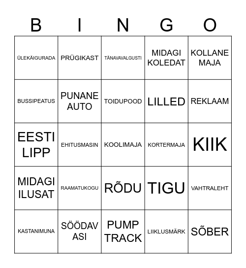 MATKAPÄEVA BINGO Card