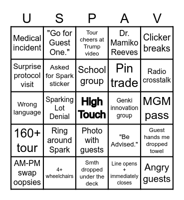 USA PAVILION BINGO Card