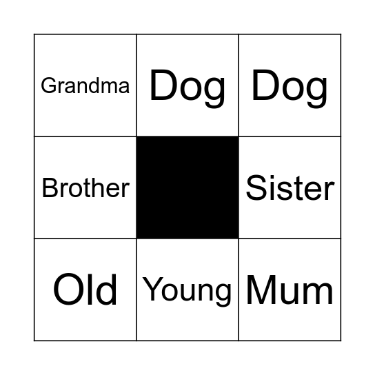 Family Members Bingo Card