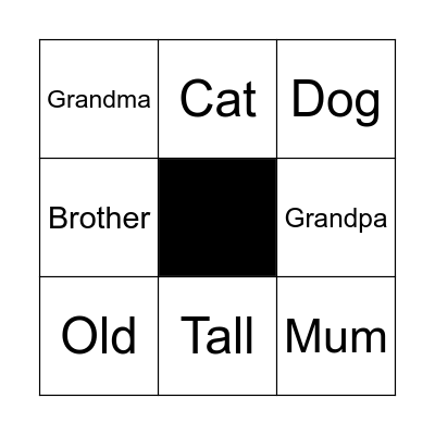 Family Members Bingo Card