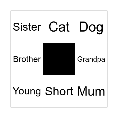 Family Members Bingo Card