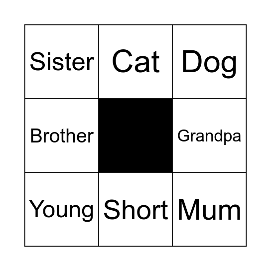 Family Members Bingo Card