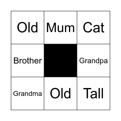 Family Members Bingo Card