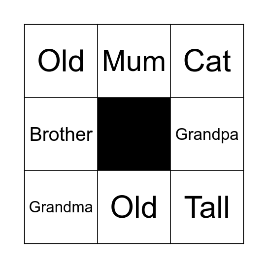 Family Members Bingo Card