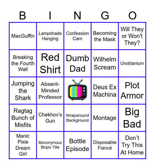 TV and Movie Tropes Bingo Card