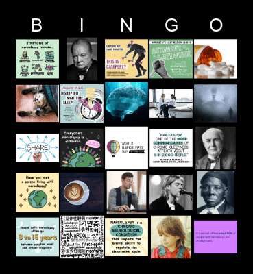 Narcolepsy Bingo Card