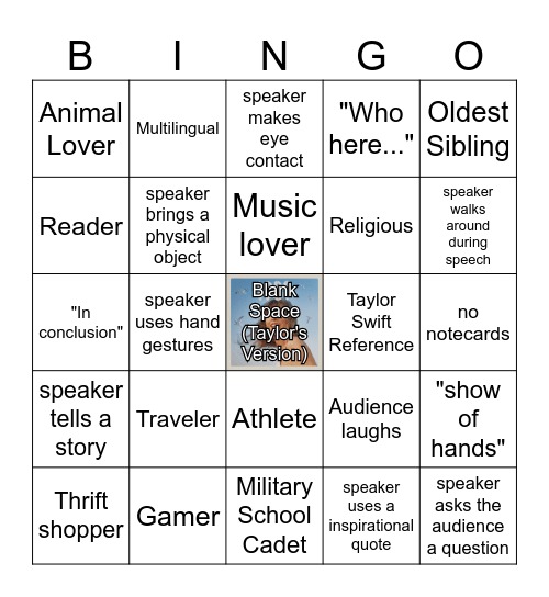 VSI Speech Bingo Card