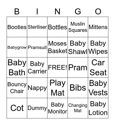 Jodi's Baby Shower  Bingo Card