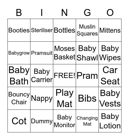 Jodi's Baby Shower  Bingo Card