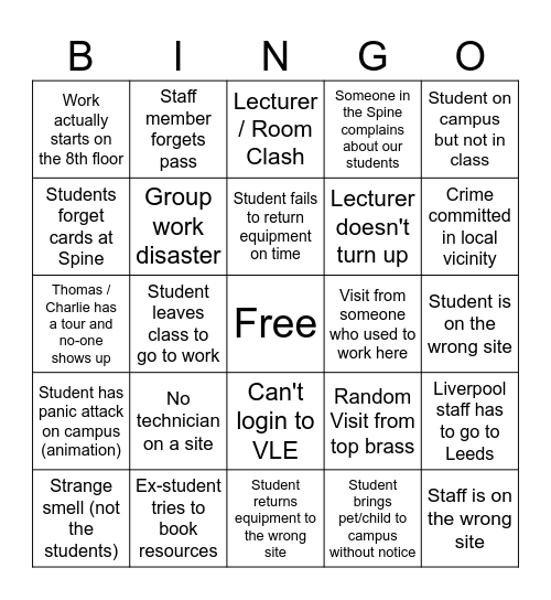 Term Time Bingo Banjo Bingo Card