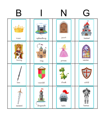 ridders en prinsessen Bingo Card
