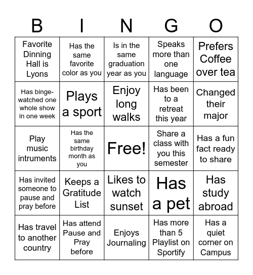 Faith Bingo Card