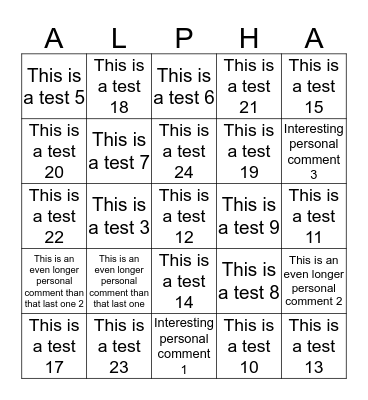 Alpha Video Rainmaker Block Bingo Card