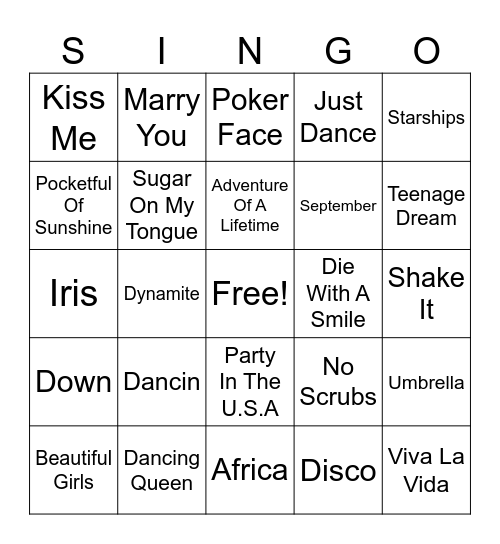 MTO Bingo Card