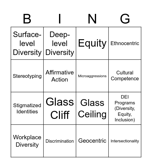 Chapter 4 Bingo Card