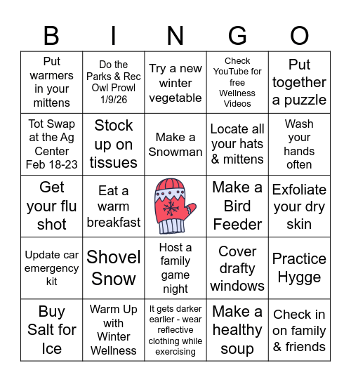 Winter Wellness Bingo Card