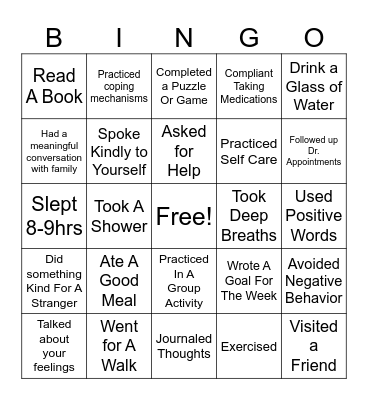 SELF CARE BINGO Card