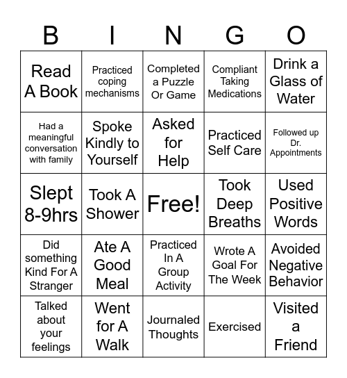 SELF CARE BINGO Card