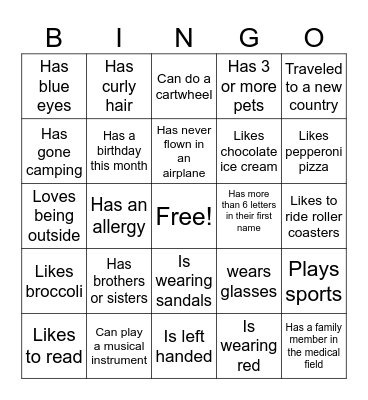 Human Bingo Card