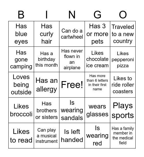 Human Bingo Card
