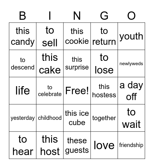 Vocab. 1.1 Bingo Card