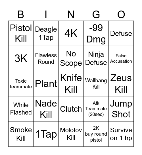 CS TUAH Bingo Card