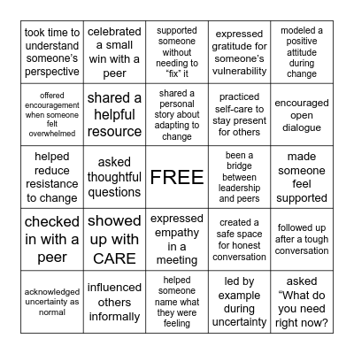Change Ally BINGO! Bingo Card
