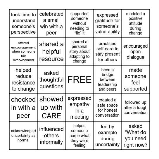 Change Ally BINGO! Bingo Card