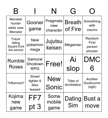 TGS 2025 Bingo Card