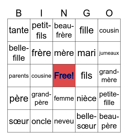 La famille Bingo Card
