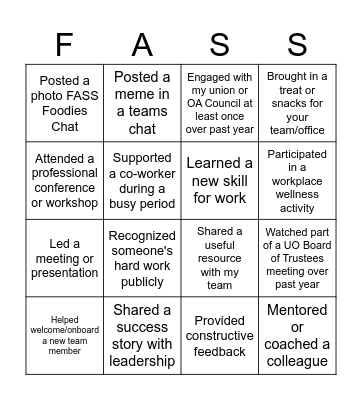 Workplace Engagement Bingo Card