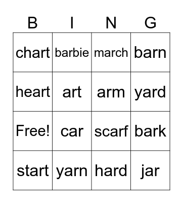 AR Bingo Card