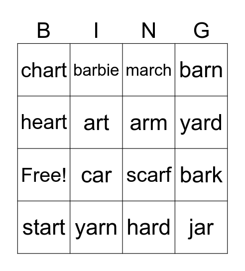 AR Bingo Card