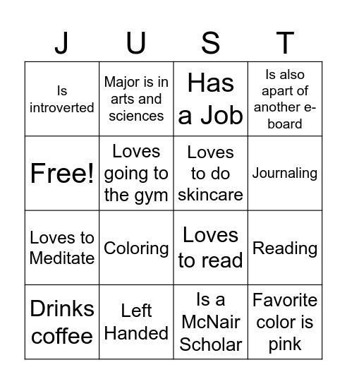 Just Breathe Bingo Card