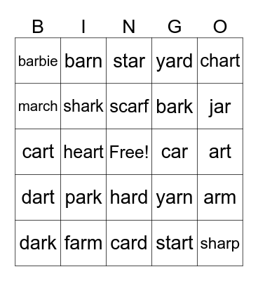 AR Bingo Card