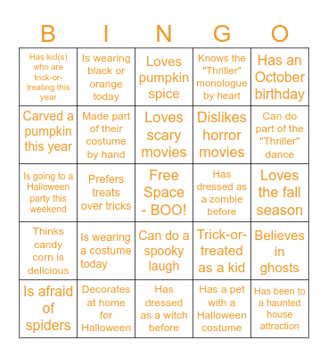 Halloween Bingo Card