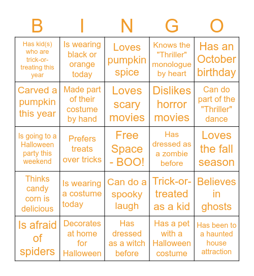 Halloween Bingo Card