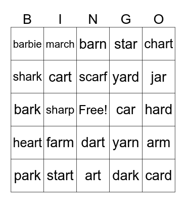 AR Bingo Card