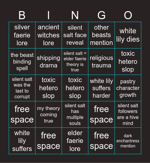 silent salt bingo Card