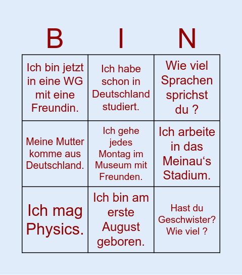 Mehdi‘s BINGO Card