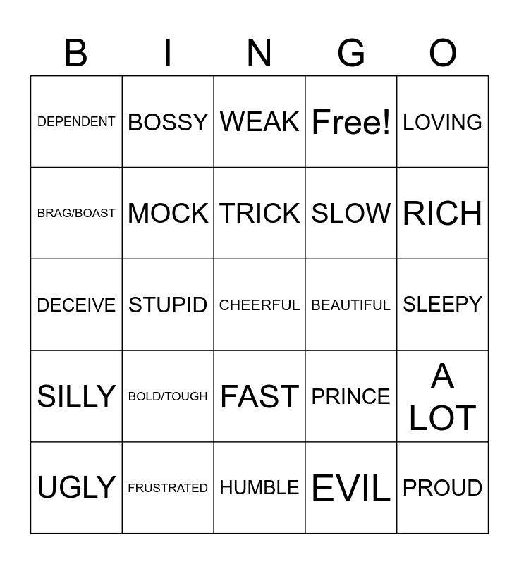 Unit 11 Bingo Card